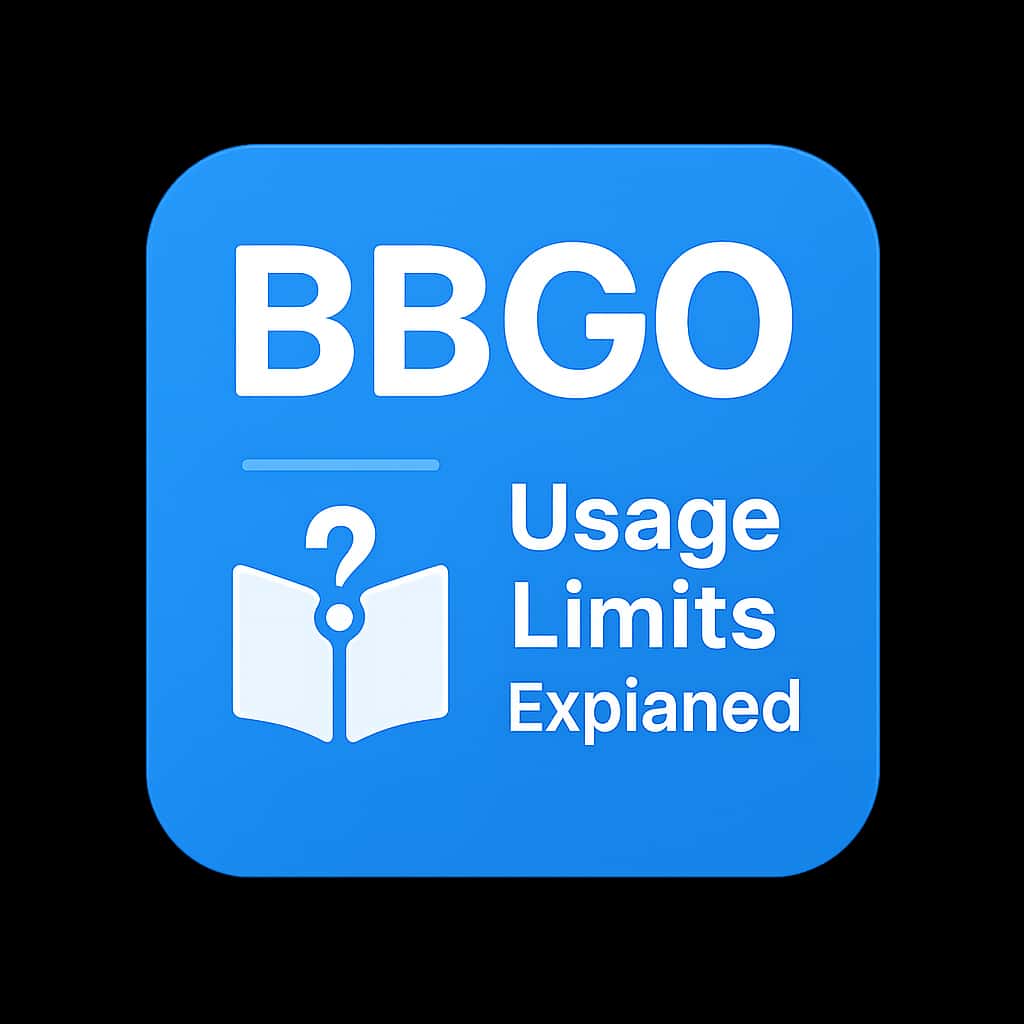 A square badge representing BBGO usage limits guide.