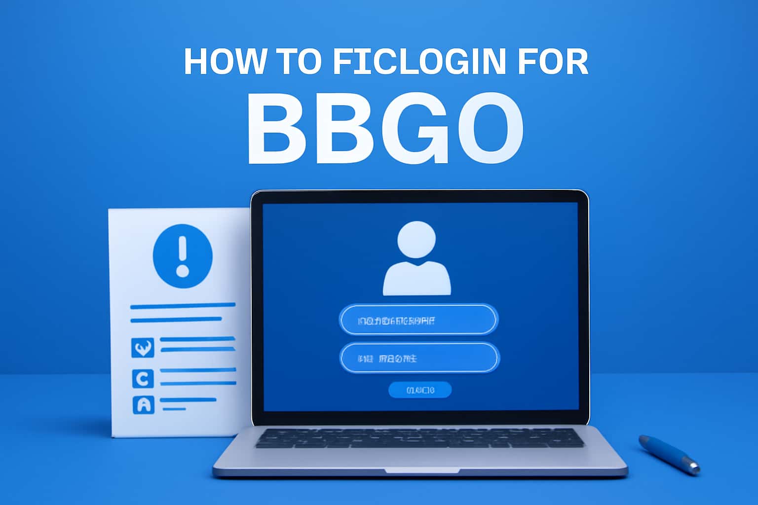 A serene workspace with a computer screen displaying the BBGO login page, accented with a blue theme.