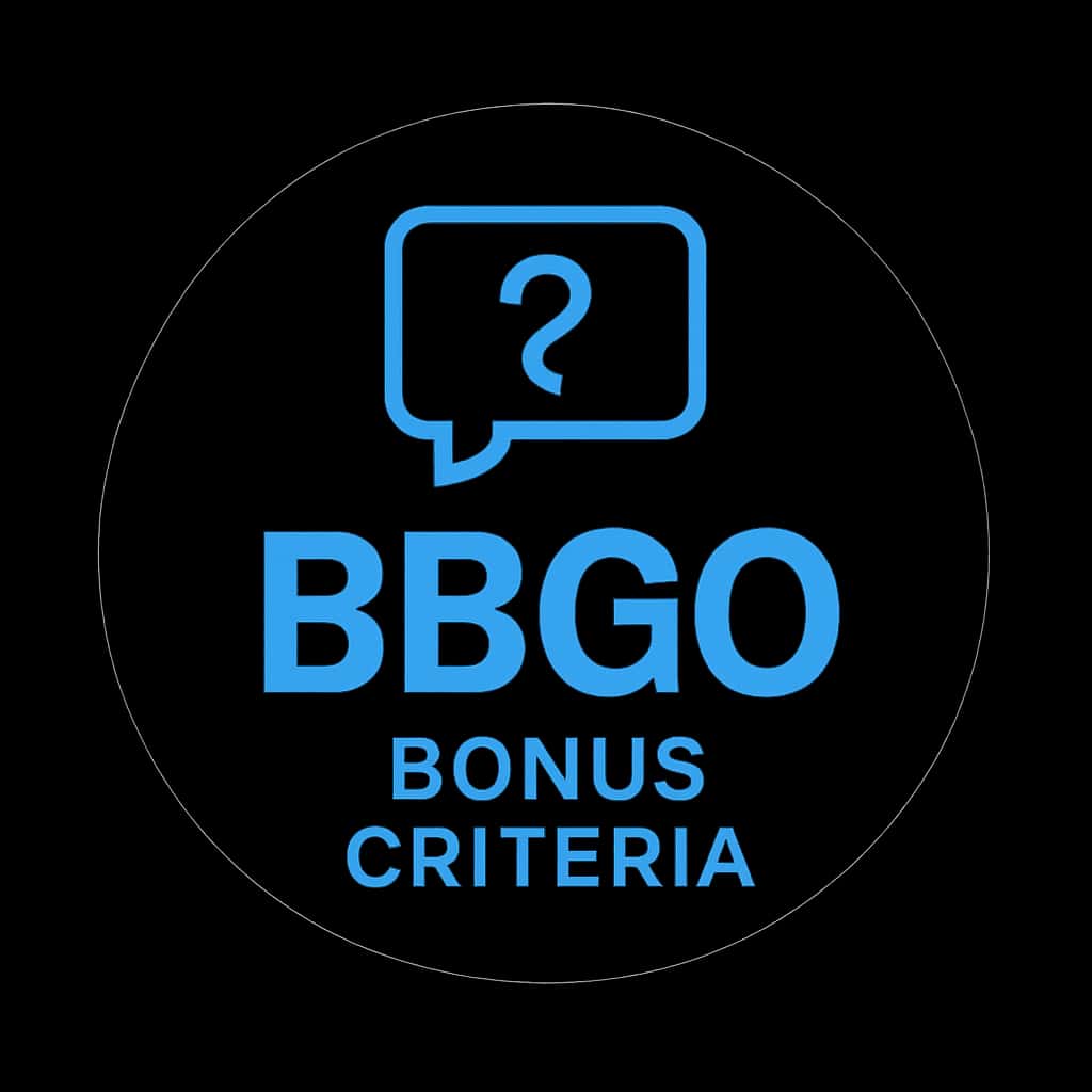 A professional badge representing the BBGO Bonus Criteria with the text 'BBGO' prominently displayed.