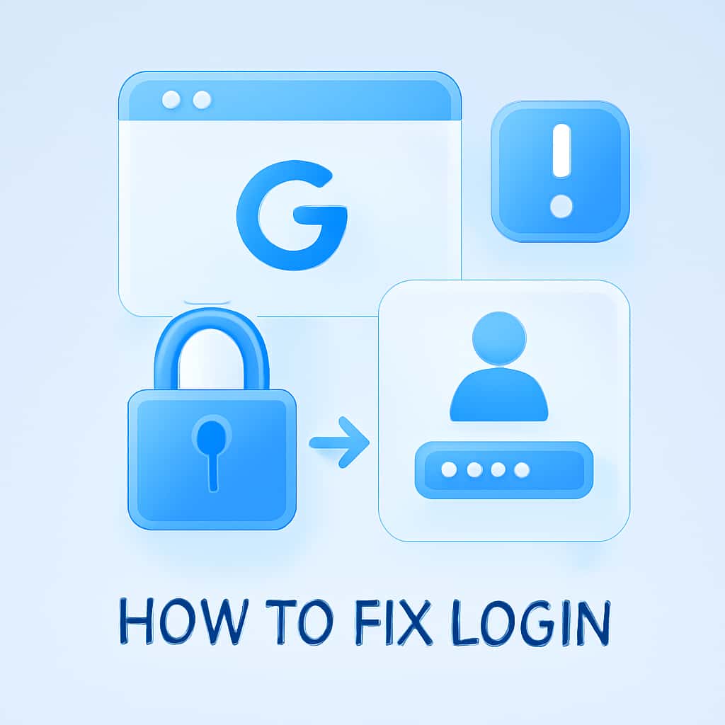 An educational illustration showing the steps to troubleshoot BBGO login problems.